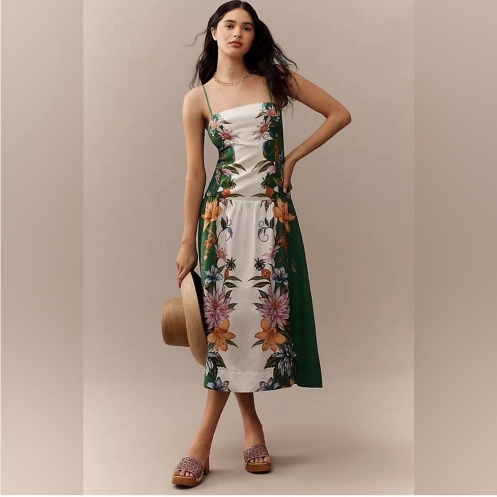Farm Rio Off-White Sweet Bloom Dreamscape Midi Dress L - Picture 4 of 11